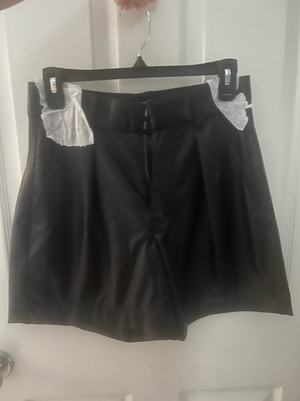High-Rise Black vegan leathers Women’s Shorts